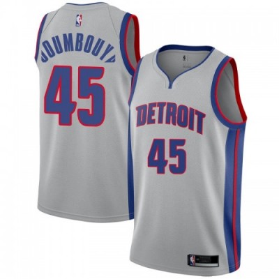 Nike Detroit Pistons #45 Sekou Doumbouya Silver NBA Swingman Statement Edition Jersey Men's